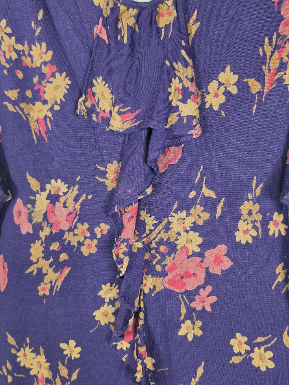 Chaps Purple Floral Ruffle Tank - Picture 2 of 4